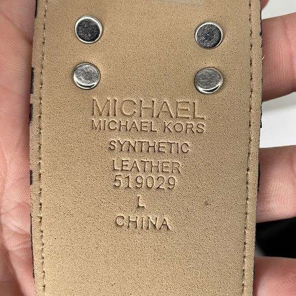 Michael Kors Double Prong Stretch Belt - Black/Silver/Crocodile - Large - Picture 5 of 5